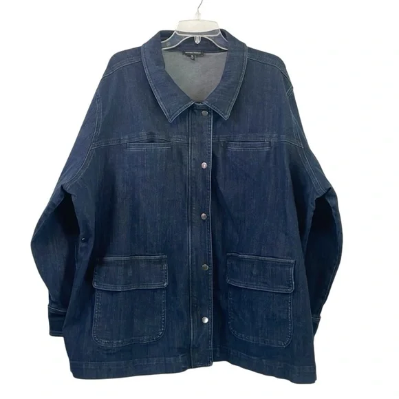 Universal Standard Denim Utility Jacket Indigo Blue Women Sz XL Heavy Duty - Picture 4 of 12